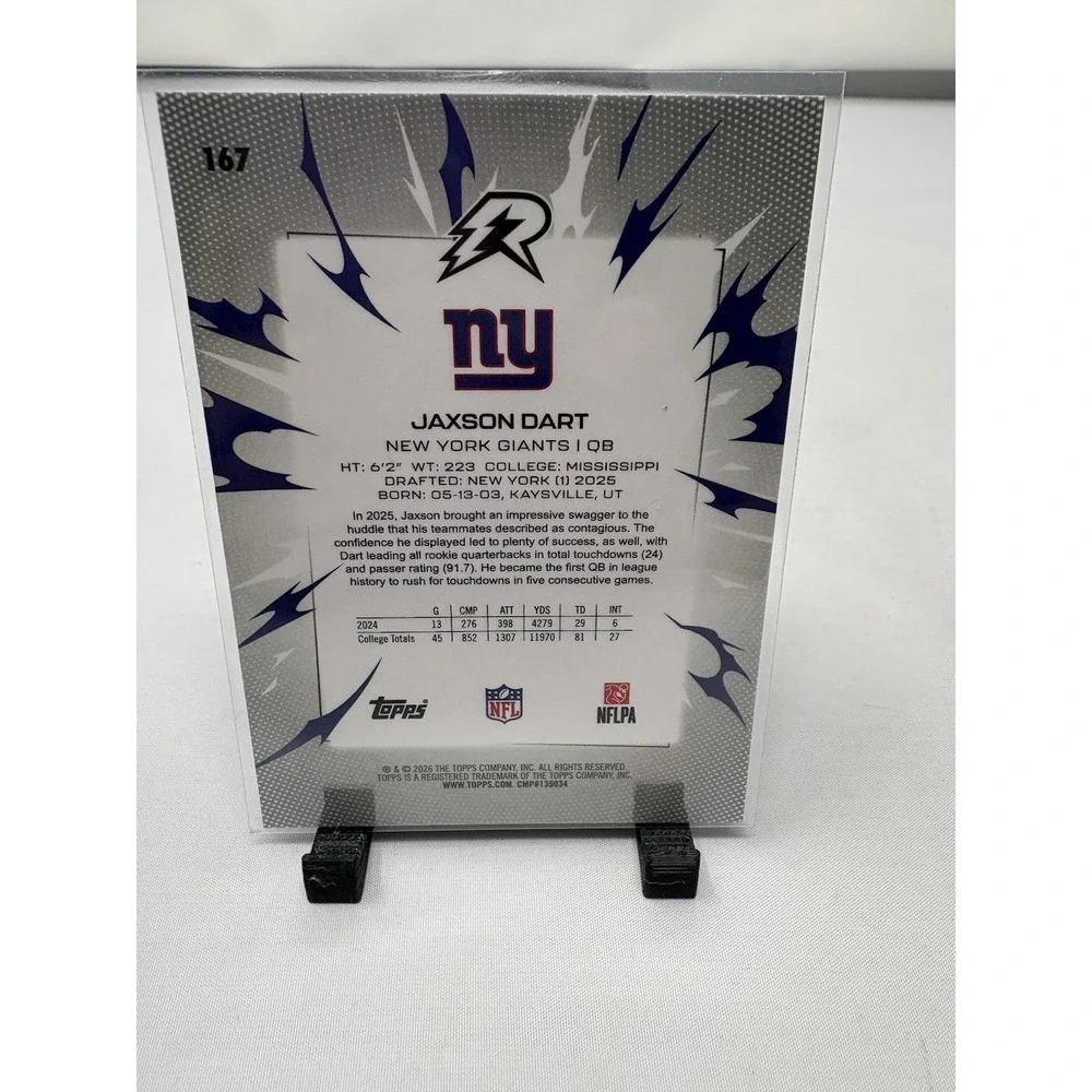 2025 Topps Resurgence • Jaxson Dart (RC) #167 Surge Refractor /425 • NY Giants